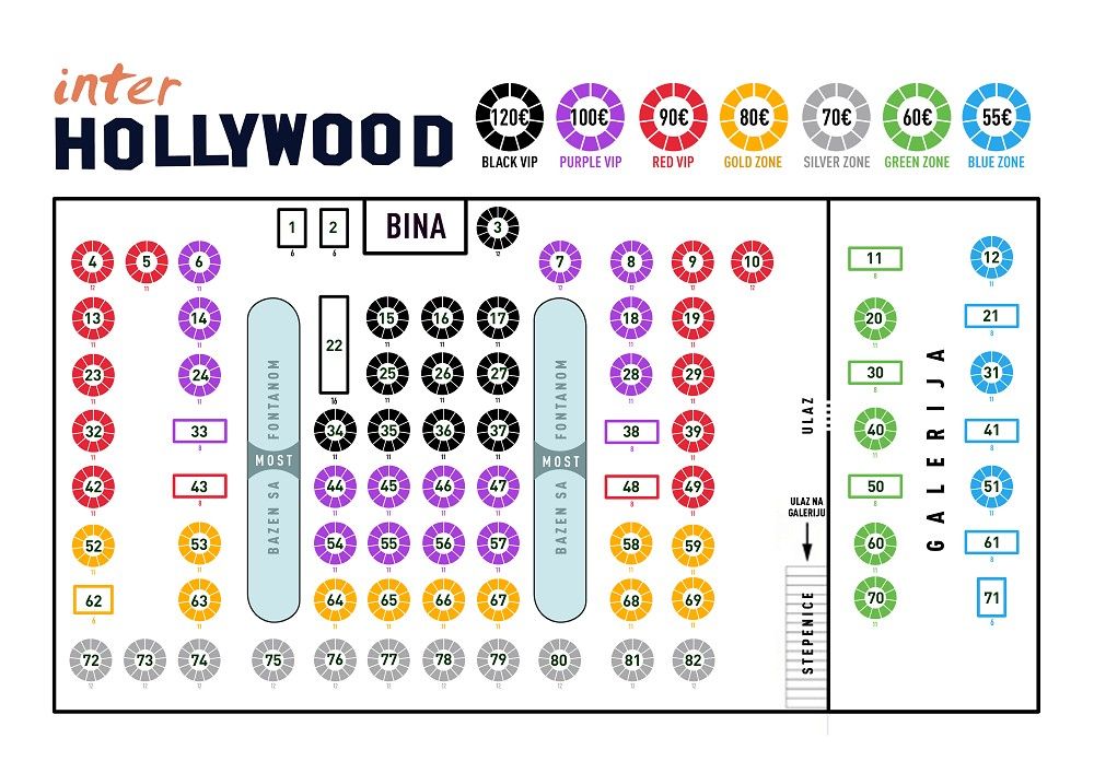 Seating map - Hotel Restaurant Inter Hollywood Ledine